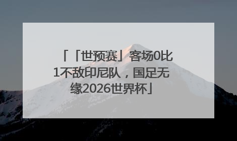 「世预赛」客场0比1不敌印尼队，国足无缘2026世界杯
