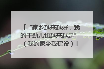 “家乡越来越好，我的干劲儿也越来越足”（我的家乡我建设）