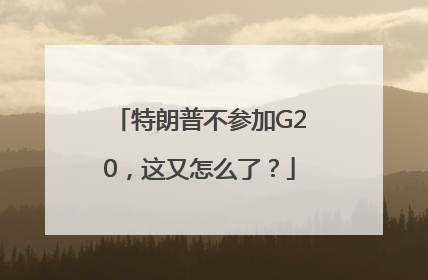 特朗普不参加G20，这又怎么了？