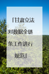 甘肃立法对数据全链条工作进行规范