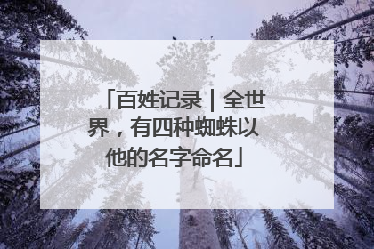 百姓记录｜全世界，有四种蜘蛛以他的名字命名