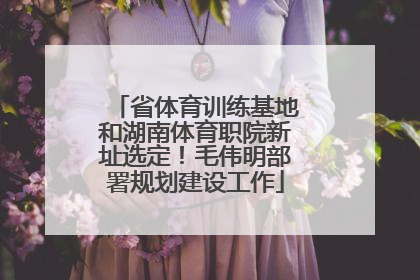 省体育训练基地和湖南体育职院新址选定！毛伟明部署规划建设工作