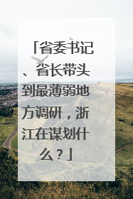 省委书记、省长带头到最薄弱地方调研，浙江在谋划什么？
