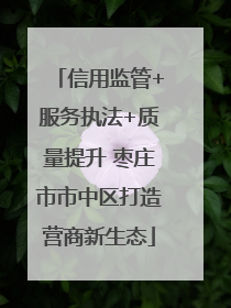 信用监管+服务执法+质量提升 枣庄市市中区打造营商新生态