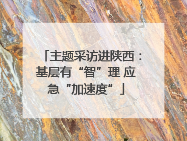 主题采访进陕西：基层有“智”理 应急“加速度”