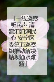 一线巡察听民声 清流汨汨润民心 安宁区委第五巡察组推动解决塘坝通水难题