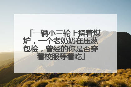 一辆小三轮上摆着煤炉，一个老奶奶在压葱包桧，曾经的你是否穿着校服等着吃