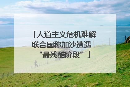 人道主义危机难解 联合国称加沙遭遇“最残酷阶段”
