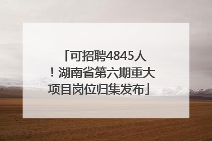 可招聘4845人！湖南省第六期重大项目岗位归集发布