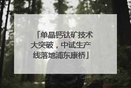 单晶钙钛矿技术大突破，中试生产线落地浦东康桥