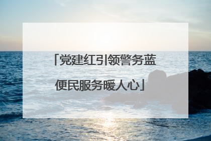 党建红引领警务蓝 便民服务暖人心