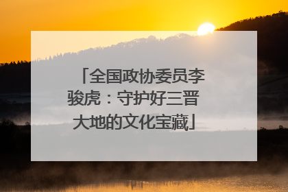 全国政协委员李骏虎：守护好三晋大地的文化宝藏