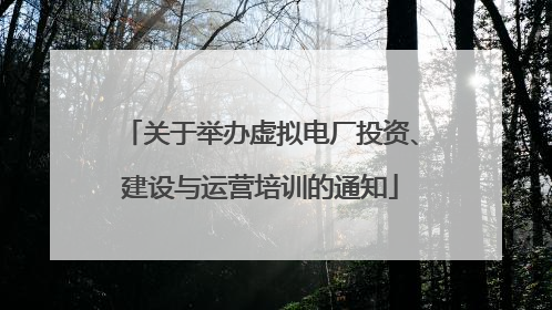 关于举办虚拟电厂投资、建设与运营培训的通知