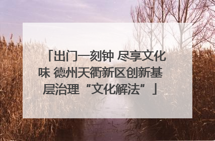 出门一刻钟 尽享文化味 德州天衢新区创新基层治理“文化解法”