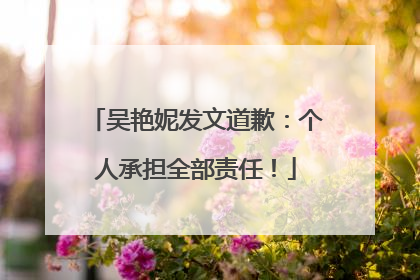 吴艳妮发文道歉：个人承担全部责任！
