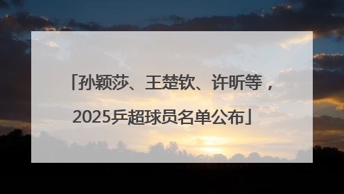 孙颖莎、王楚钦、许昕等，2025乒超球员名单公布