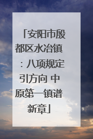 安阳市殷都区水冶镇：八项规定引方向 中原第一镇谱新章