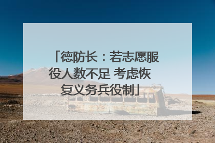德防长：若志愿服役人数不足 考虑恢复义务兵役制