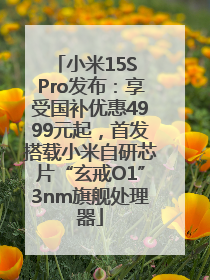 小米15S Pro发布：享受国补优惠4999元起，首发搭载小米自研芯片“玄戒O1”3nm旗舰处理器