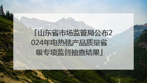 山东省市场监管局公布2024年电热毯产品质量省级专项监督抽查结果