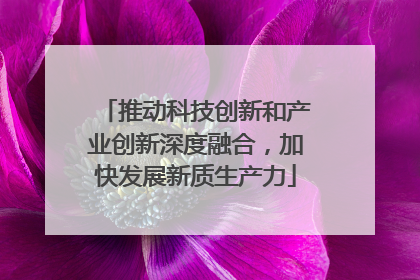 推动科技创新和产业创新深度融合，加快发展新质生产力