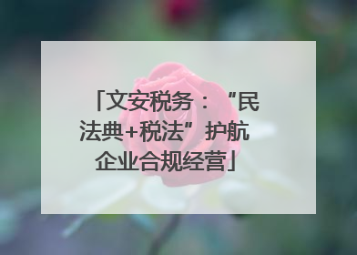 文安税务：“民法典+税法”护航企业合规经营