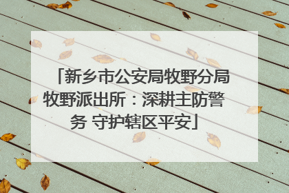 新乡市公安局牧野分局牧野派出所：深耕主防警务 守护辖区平安