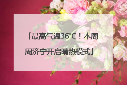 最高气温36℃！本周周济宁开启晴热模式