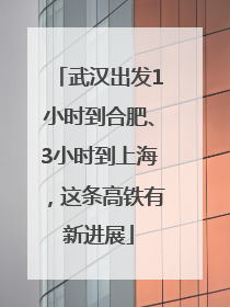 武汉出发1小时到合肥、3小时到上海，这条高铁有新进展