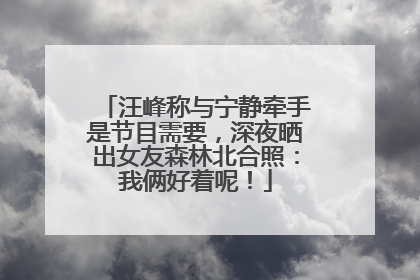 汪峰称与宁静牵手是节目需要，深夜晒出女友森林北合照：我俩好着呢！