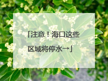 注意！海口这些区域将停水→