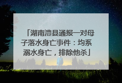 湖南澧县通报一对母子落水身亡事件：均系溺水身亡，排除他杀