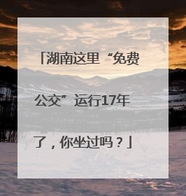 湖南这里“免费公交”运行17年了，你坐过吗？
