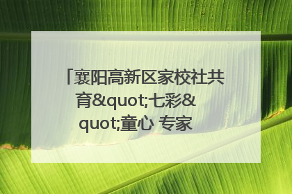 襄阳高新区家校社共育"七彩"童心 专家团支招智慧育儿