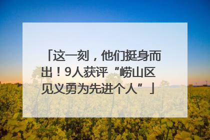 这一刻，他们挺身而出！9人获评“崂山区见义勇为先进个人”