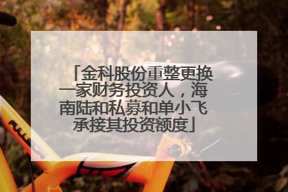 金科股份重整更换一家财务投资人，海南陆和私募和单小飞承接其投资额度
