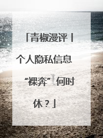 青椒漫评丨个人隐私信息“裸奔”何时休？