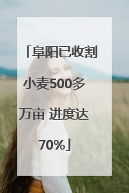 阜阳已收割小麦500多万亩 进度达70%
